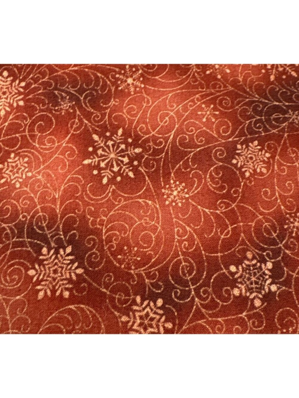 Copper Snowflake Cotton Fabric 13x18" Intricate Winter Swirl Pattern USA Made - Picture 9 of 14